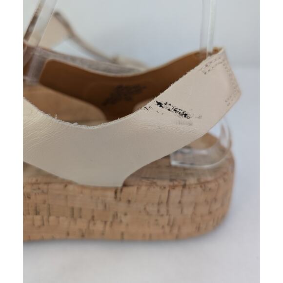 Earth Shari Platform Strappy Tan Leather Sandals Cork Base Open Toe 10M - Picture 5 of 11